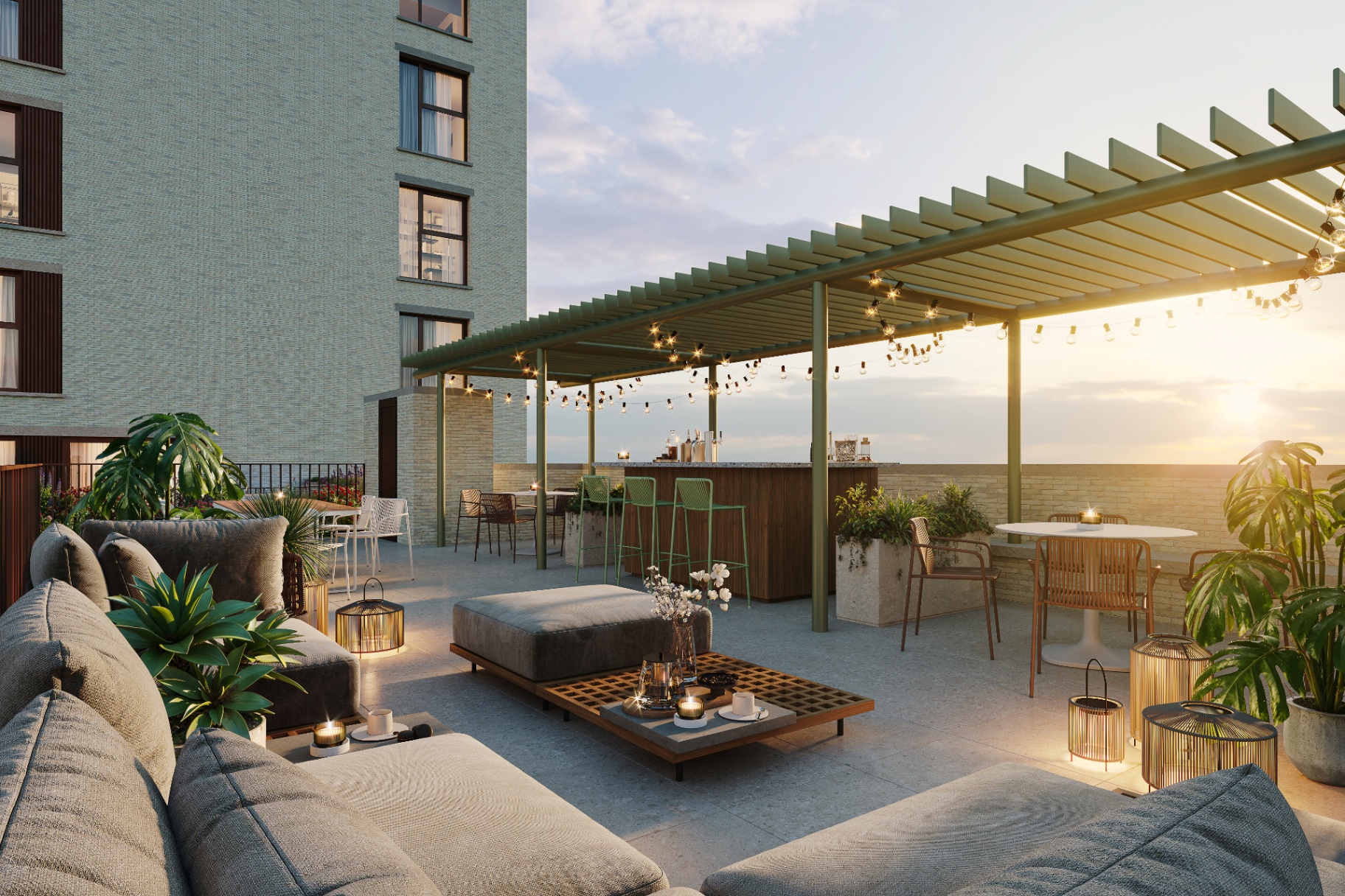 Residentie Nieuwedijk — terras bij zonsondergang